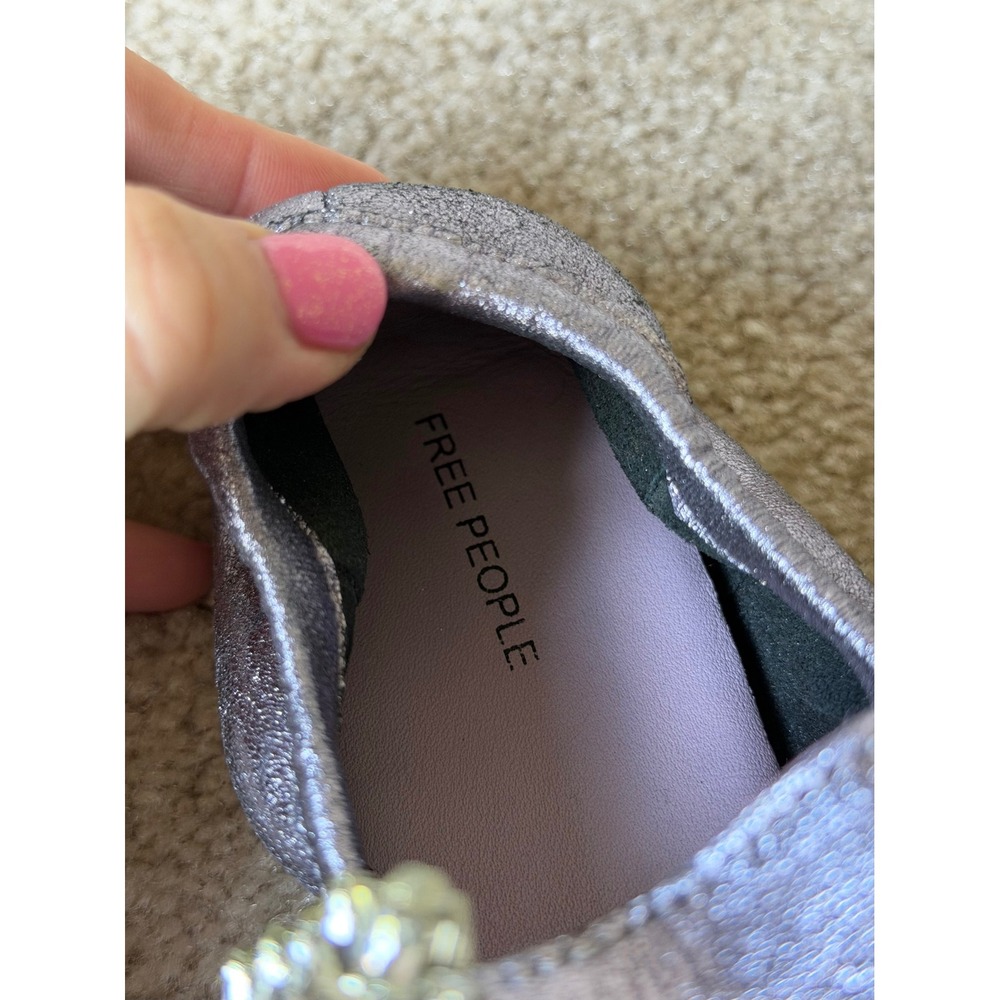 Free People Ballet Flats Ursa Gemini Mary Jane Metallic Lavender Purple 10 - Picture 5 of 11